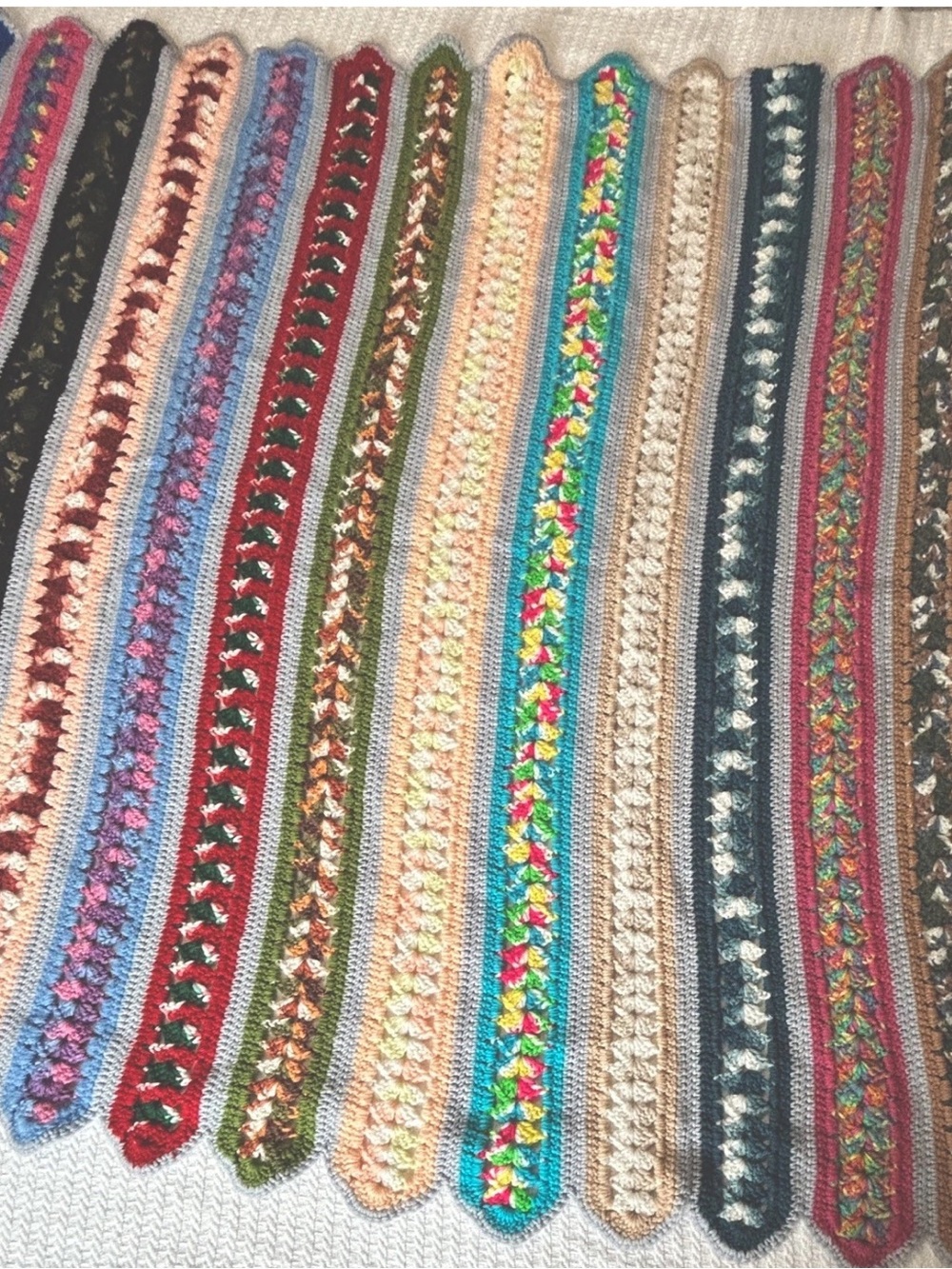 Handmade Crochet Afghan Throw Scalloped Edge Multicolor 49” Square